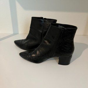 Black Croc Ankle Boots